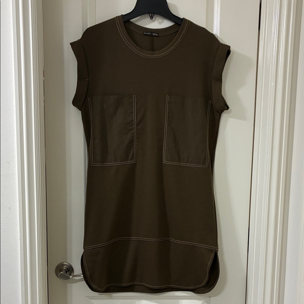 Zara Olive Brown Tunic Dress